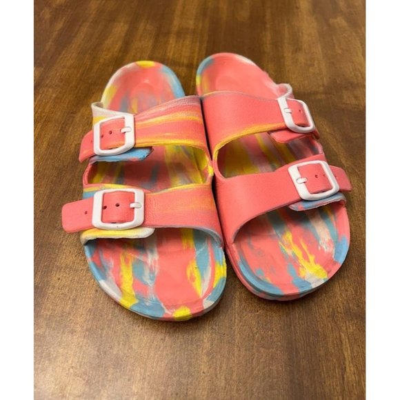 Academy Girls' Tie-Dye Print Pink Slip-On Slides/Sandals - Picture 3 of 9